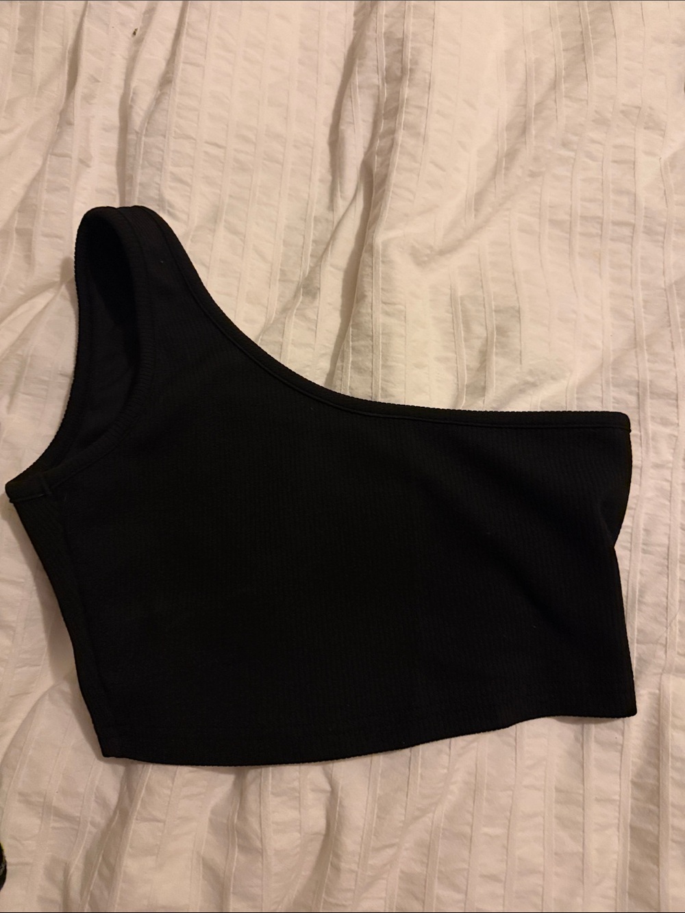 Black One-Shoulder Crop Top - Women Tops